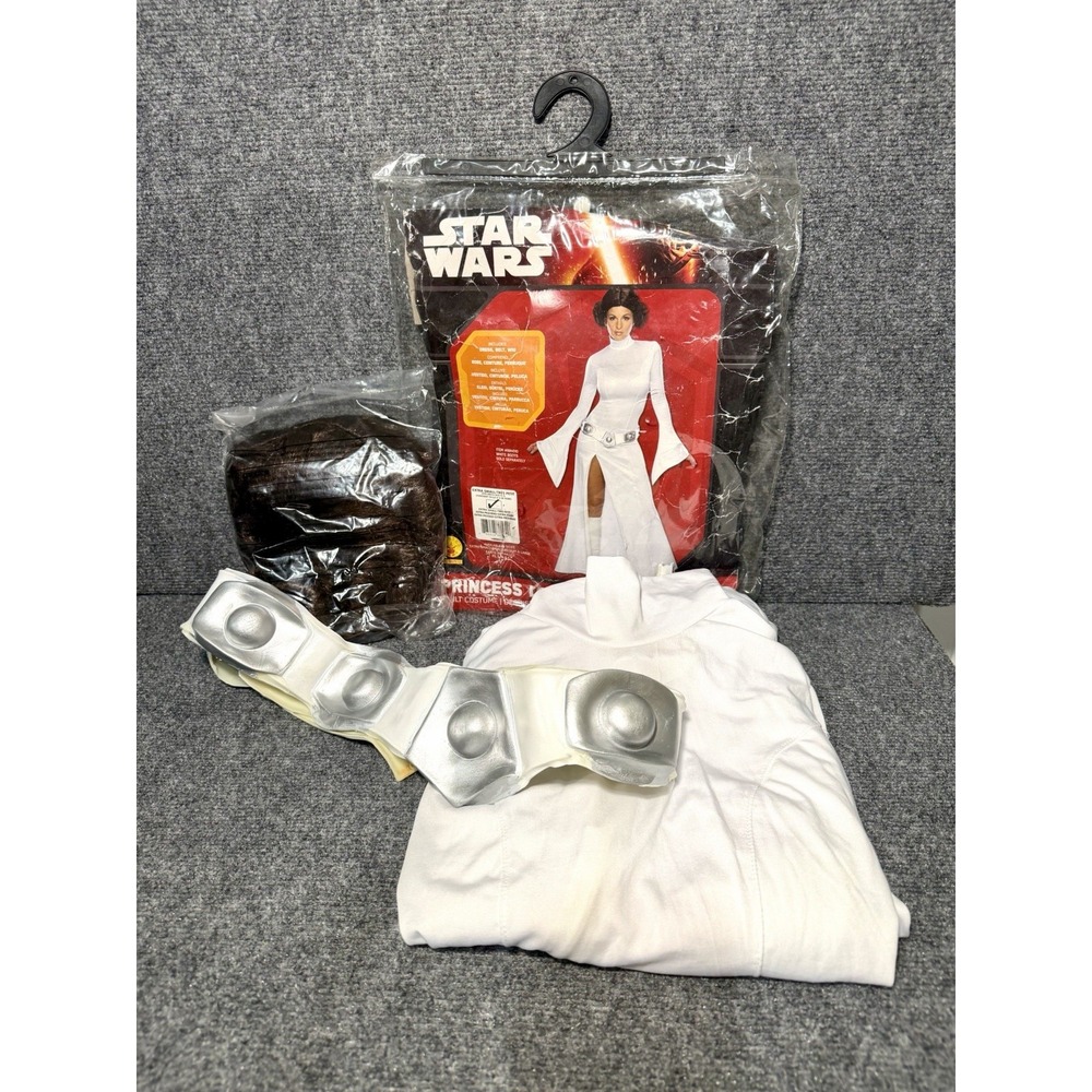 Star Wars Princess Leia Costume Adult XS White Stretch Dress Wig Rubies 884010